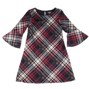 La Nouvelle Renaissance Plaid Bell Sleeve Mini Dress Women Small Academia Grunge